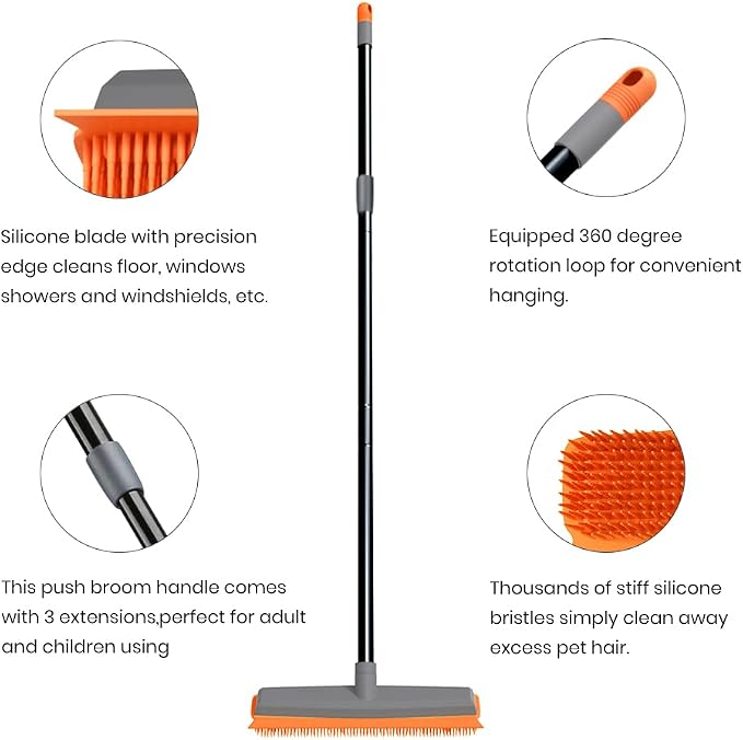 TreeLen Rubber Broom Carpet Rake Pet Hair Remover Broom - Image 3
