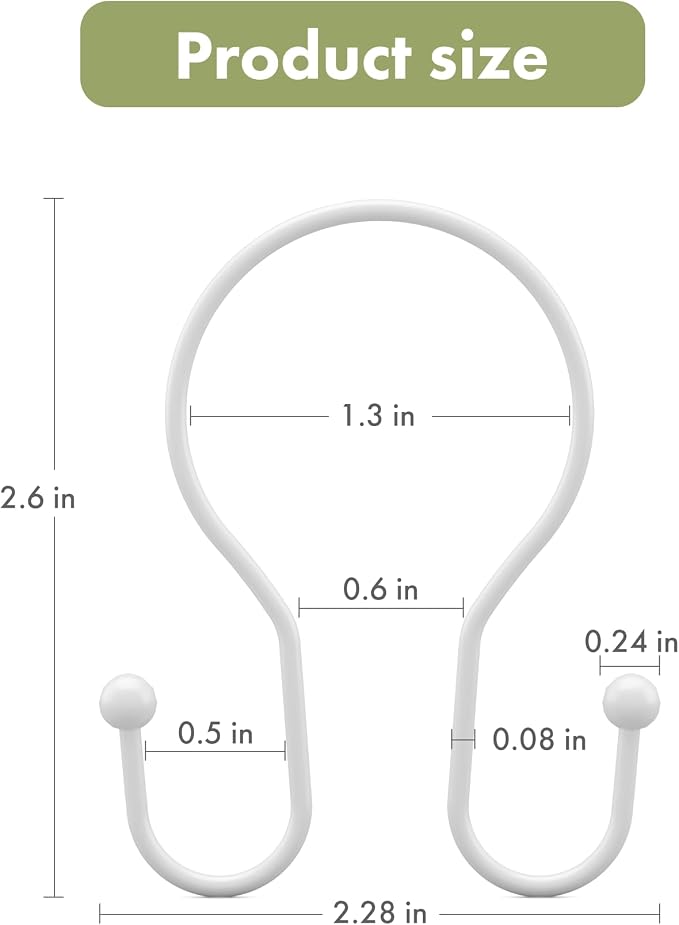 AmazerBath White Shower Curtain Hooks, Shower Curtain Rings, Simple Double - Image 6
