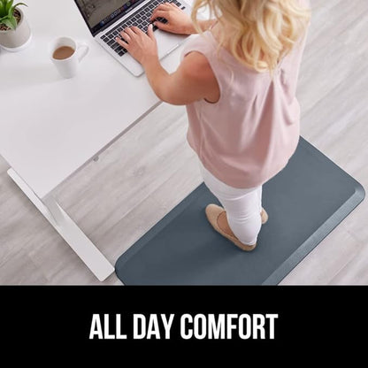 GORILLA GRIP Comfortable Cushioned Kitchen Mats for Floor, 48x20, Waterproof and Stain Resistant Soft Top, 3/4 Inch Thick Ergonomic Standing Desk Anti Fatigue Mat, Foam Supports Ankles, Feet, Charcoal
