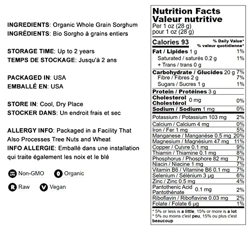 Food to Live Organic Italian White Whole Grain Sorghum, 1.5 Pounds — Non-GMO - Image 4