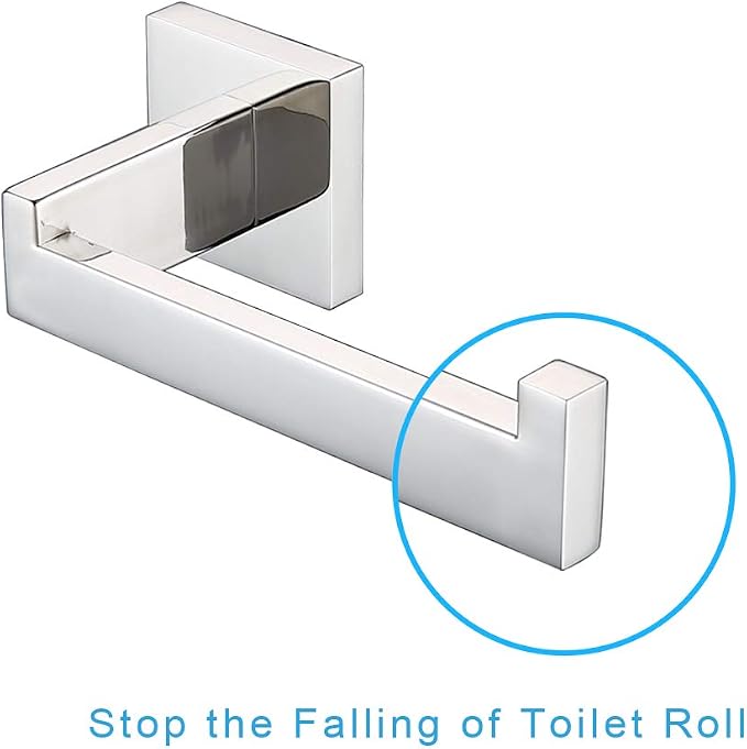TASTOS Polished Chrome Toilet Paper Holder SUS304 Stainless Steel, Modern - Image 4