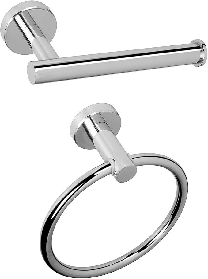 NearMoon 2 Pieces Bathroom Hardware Accessories, Towel Ring and Toilet Paper by NearMoon