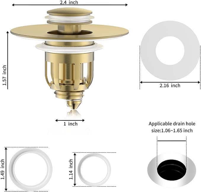 Universal Bathroom Sink Stopper, Pop Up Sink Stopper - Image 7