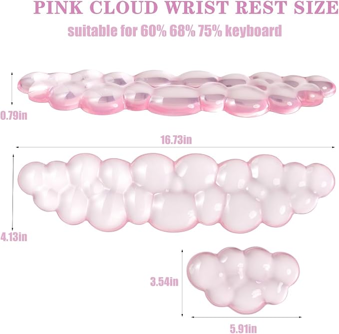 Ergonomic Gel Cloud Keyboard and Mouse Wrist Rest Set – Clear Wrist Rest - Image 3