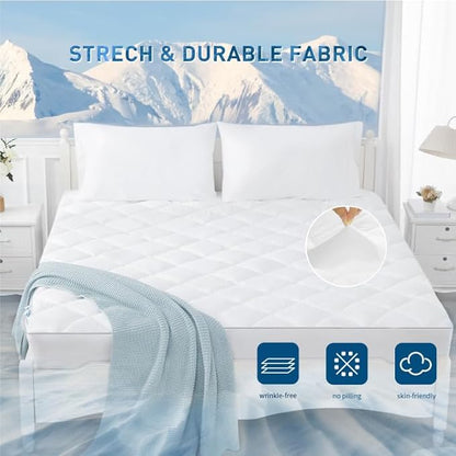Sunflower Cooling Quilted King Mattress Protector, Extra Deep Pocket Thin Version, Machine Washable Durable