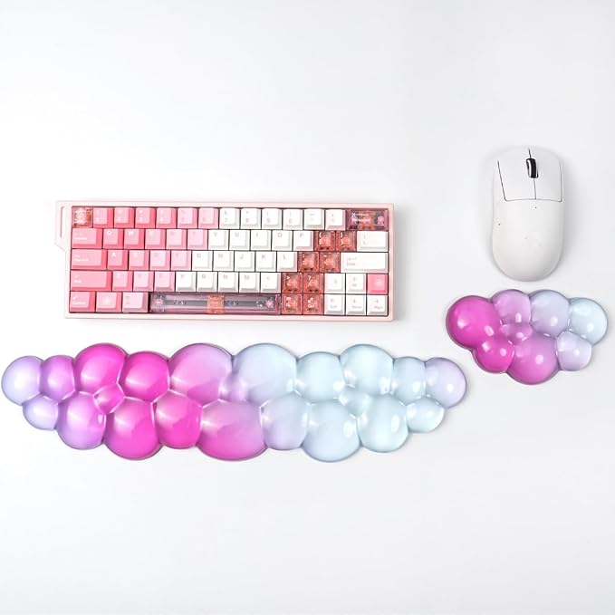 Ergonomic Cloud Silicone Gel Keyboard and Mouse Wrist Rest Set – Clear Wrist - Image 8