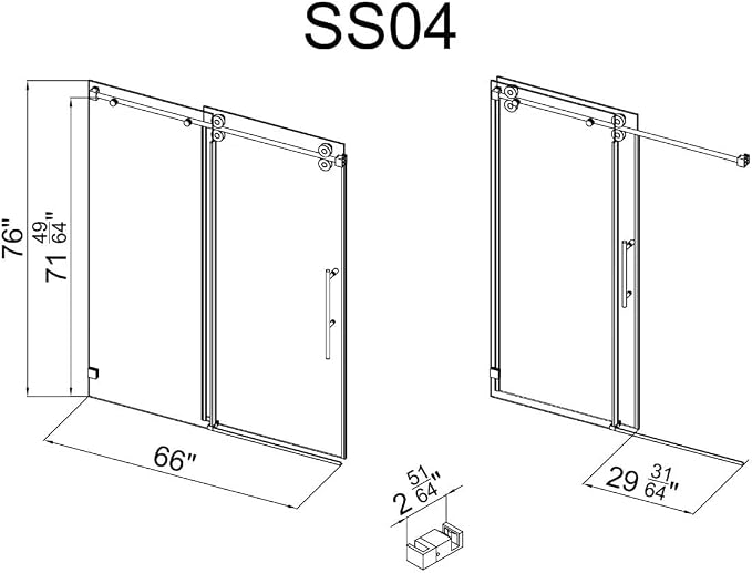 Frameless Shower Door, 3/8" Clear Tempered Glass, Waterproof Bathroom Shower - Image 6