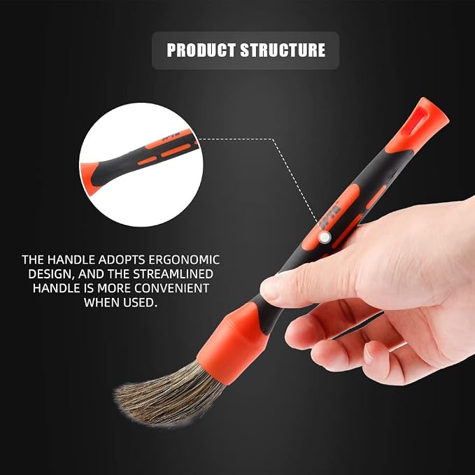 SPTA Car Detailing Brush Set, 5 Pack Soft Boar Hair Auto Detail Brush Kit - Image 6
