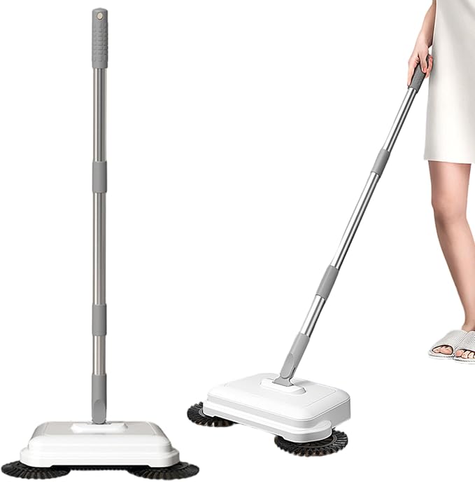 Floor Sweeper, 2-in-1 360° Rotating Hand Push Sweeper - Image 7
