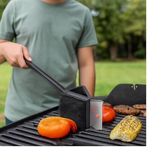 3-in-1 Grill Brush with Scraper, Wire Bristles & Scouring Pad – 18” BBQ Cleaner - Image 3