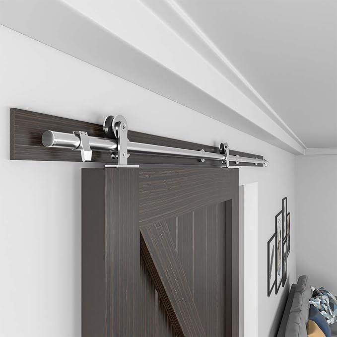 WINSOON Barn Door Hardware Kit 8FT: Brushed Nickel Heavy-Duty Smoothly Quietly - Image 4