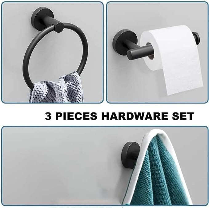 Towel Ring Set 3 Pieces Bathroom Kit Accessories Restroom Towel Holder Toilet - Image 5