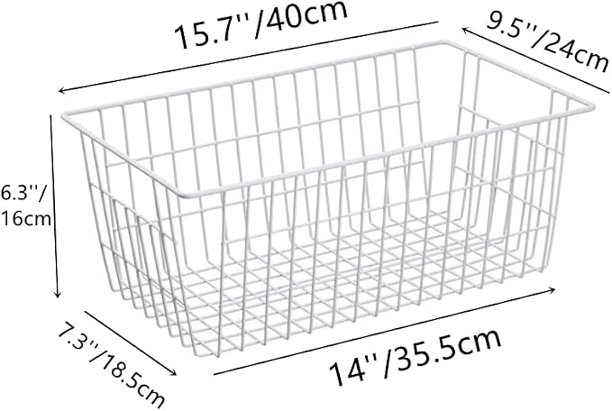 Slideep Farmhouse Metal Wire Basket, Fridge Freezer Storage Organizer Bins - Image 2