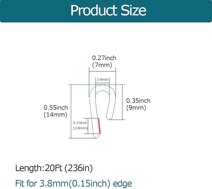 Clear Rubber Edge Trim, U Channel Rubber Seal Strip - Image 2