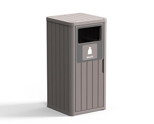 ROJIK 35" Tall Outdoor Trash Can, Weatherproof Resin Garbage Indoor Durable by ROJIK