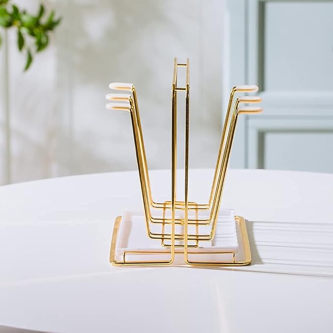Metal Cup Drying Rack with 6 Hooks, Bottle Drying Rack with Drain Tray - Image 5