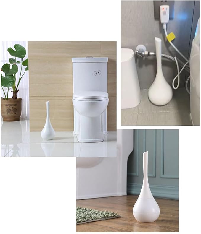 White Bathroom Decor Toilet Brush and Holder Set, Modern Toilet Bowl Brush - Image 6