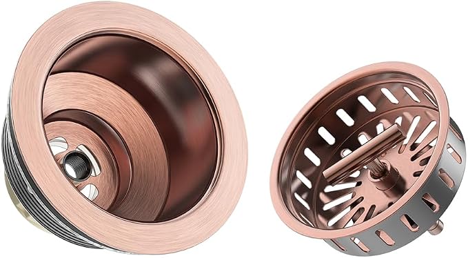 KONE Copper Sink Drain 3.5 Inch Kitchen Sink Drain Assembly Stainless Steel - Image 4