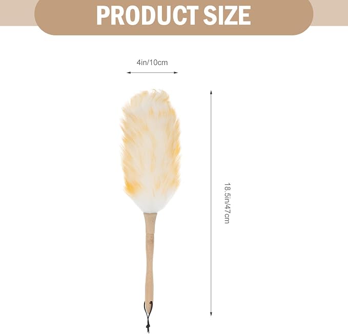 Operitacx Lambswool Duster for Cleaning, 22cm Handheld Wool Dust Remover Brush - Image 2