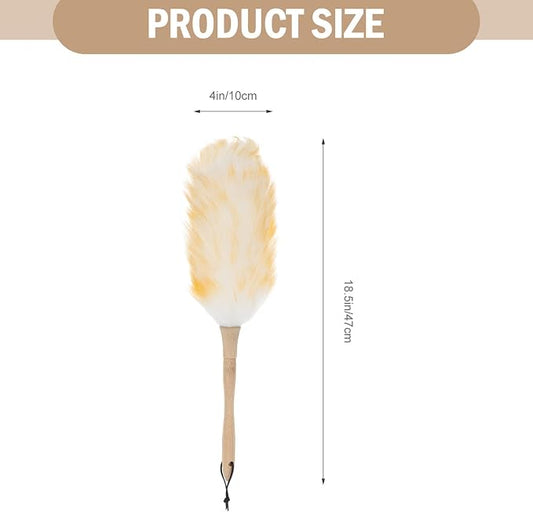 Operitacx Lambswool Duster for Cleaning, 22cm Handheld Wool Dust Remover Brush - Image 2