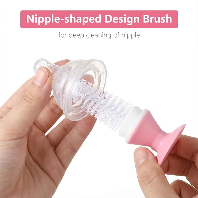 5-in-1 Baby Bottle Brush Set, Including Nylon and Silicone Bottle Brush - Image 5