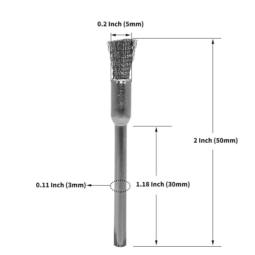 20 pcs Steel Cleaning End Brushes Pen 1/5″ x 1/8″ Wire Brush Rust Paint Removal - Image 2