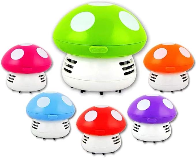 Aliotech Mini Cute Table Dust Vacuum Cleaner Mushroom Shaped Portable Corner - Image 3