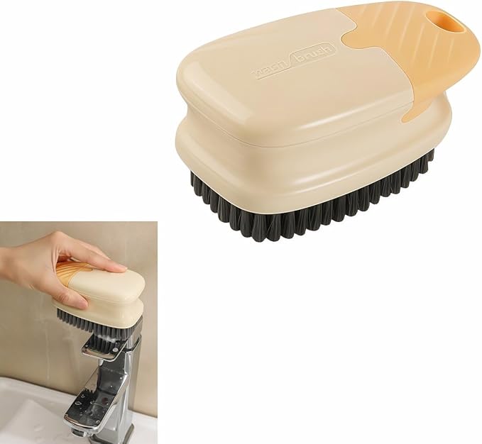 Ergonomic Clothes Soft Bristle Laundry Brush, Milk Yellow, ABS+PBT Material by BUBBLE-FLY