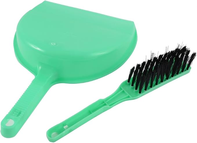 Computer Car Dashboard Fans Blade Cleaning Brush Dustpan Set Green by Unknown