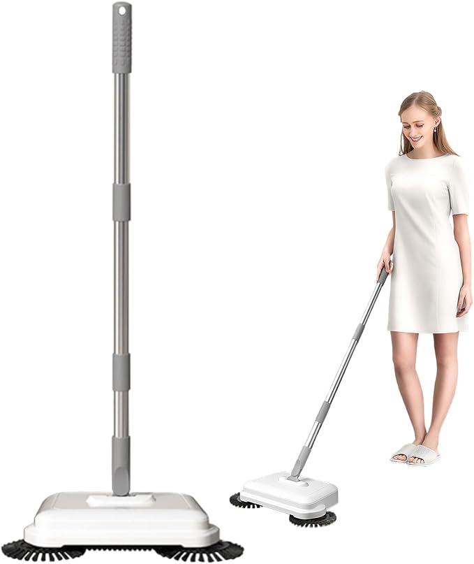Floor Sweeper, 2-in-1 360° Rotating Hand Push Sweeper, High Efficient Carpet - Image 7