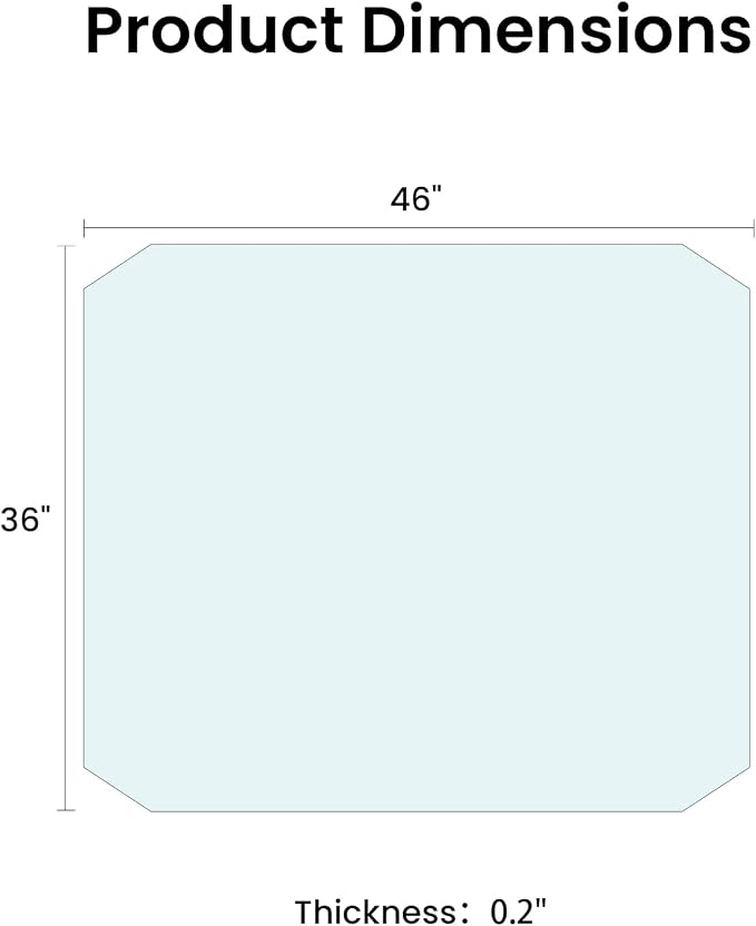VSARHouse Beveled Edge Tempered Glass Office Chair Mat, - Image 4
