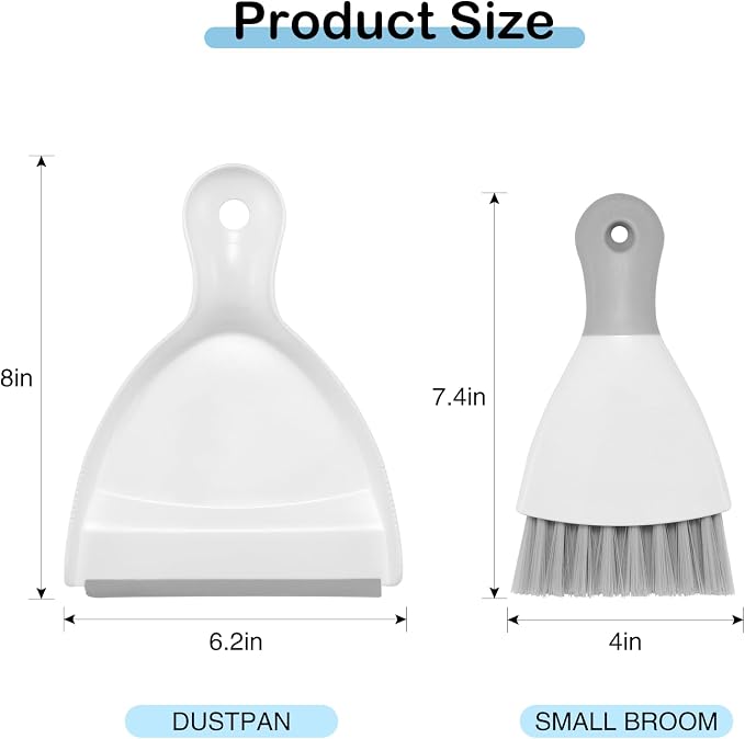 NACENA Mini Dustpan and Brush Set 2 Pack, Small Broom and Dustpan Set Dust Pan - Image 2