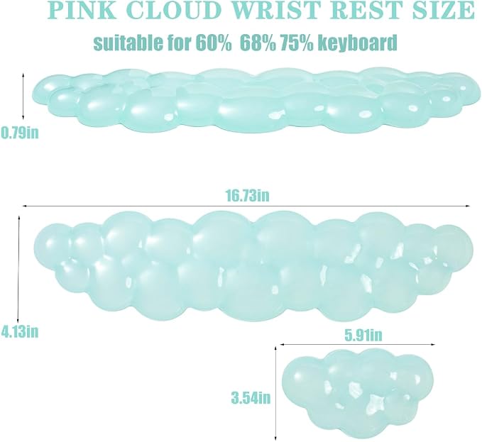 Gel Keyboard and Mouse Wrist Rest Set – Clear Cloud Wrist Rest - Image 2
