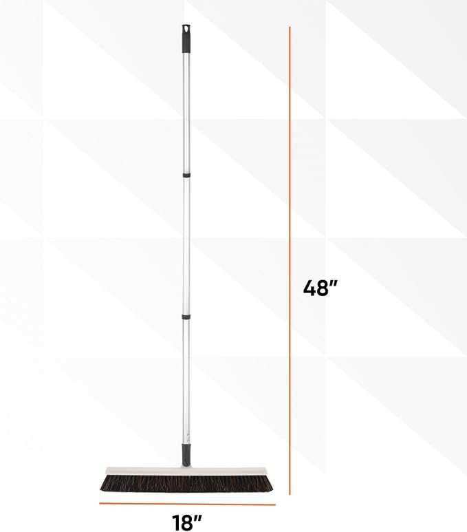 Slim Upright Horsehair Broom 18" – Narrow Thin Dust Broom - Image 2