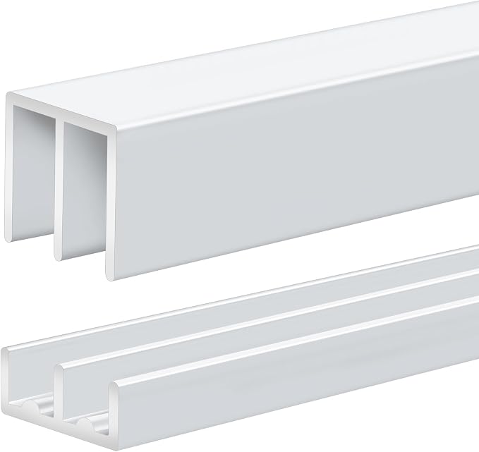 Landical 1 Set 4 ft White Aluminum Sliding Door Track Set by Landical