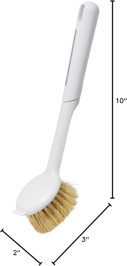 Kitchen Cleaning Brush, Pot Dish Brush Pots Comfortable Long Built-in Scraper - Image 7