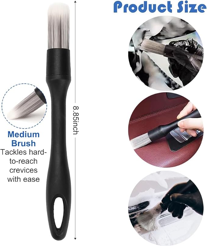 Wheel Rim Tire & Carpet Cleaning Brush Set, Soft & Stiff Bristle Wash Cleaning - Image 4