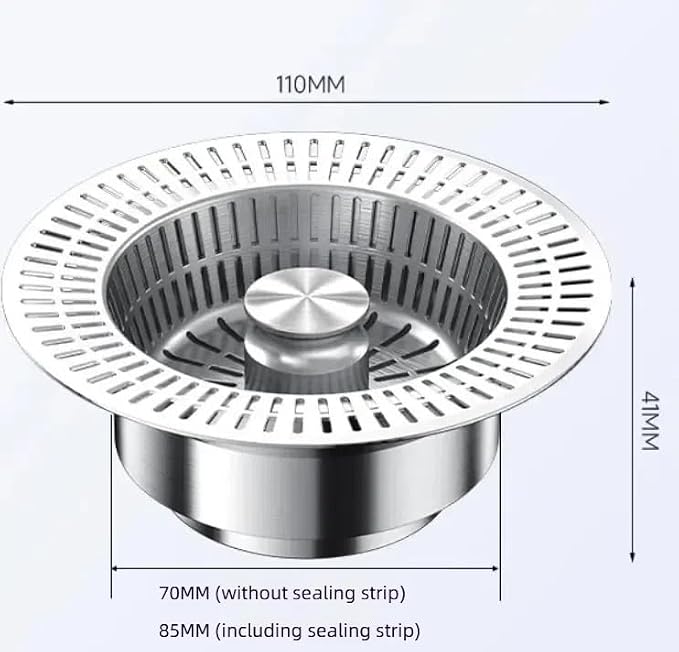 3 in 1 Kitchen Sink Drain Strainer, Universal Stainless Steel Kitchen Sink - Image 6