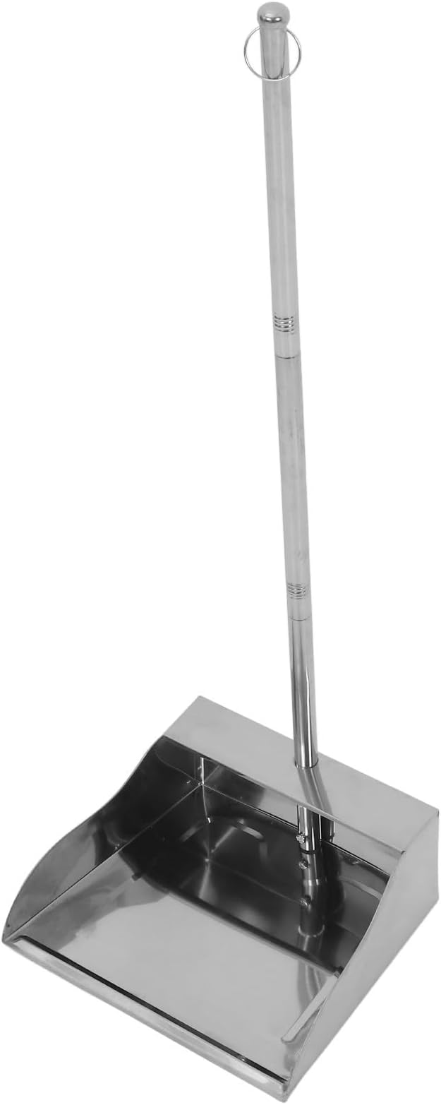 Stainless Steel Dustpan with Long Handle Large Heavy-Duty Garbage Shovel by Unknown