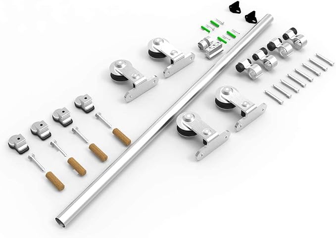 TSMST 5.5FT Sliding Barn Door Hardware Kit, Top Mount Stainless Steel Heavy - Image 7