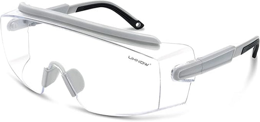 UKNOW Safety Goggles Over Glasses, Safety Glasses Anti Fog Wraparound Eye by UKNOW
