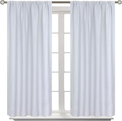 BGment Rod Pocket Room Darkening Curtains 54 Inches Length - Thermal Insulated Bedroom Curtain for Short Window, 42 x 54 Inch, 2 Panels, Greyish White