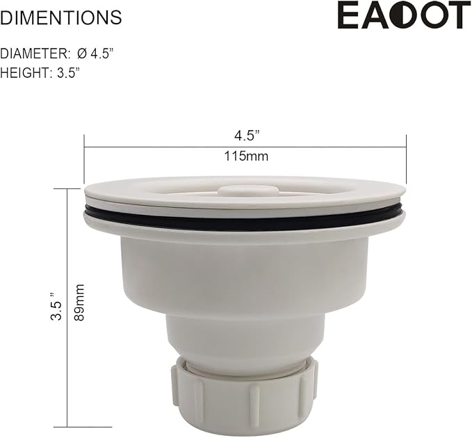 3-1/2 Inch Polymer White Sink Drain Assembly - Image 3