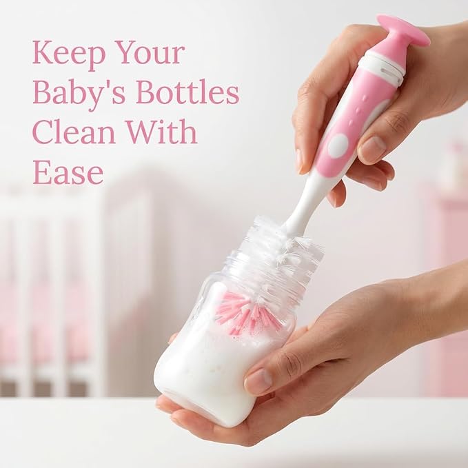 4-in-1 Baby Bottle Brush Set, Including Nylon Bottle Brush, Nipple Brushes - Image 7
