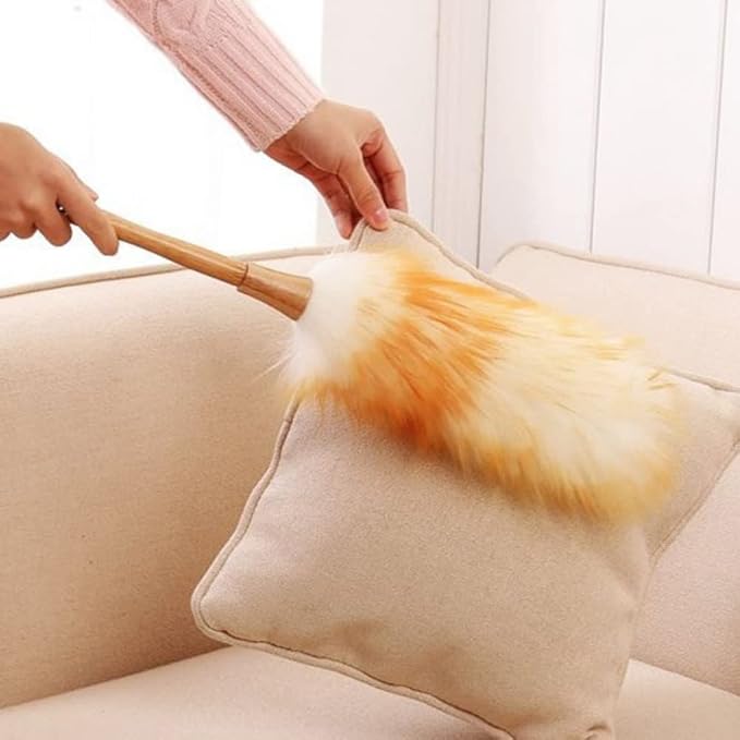 2 Pack Lambswool Duster with Solid Wooden Handle-12''Long Natural Feather - Image 4