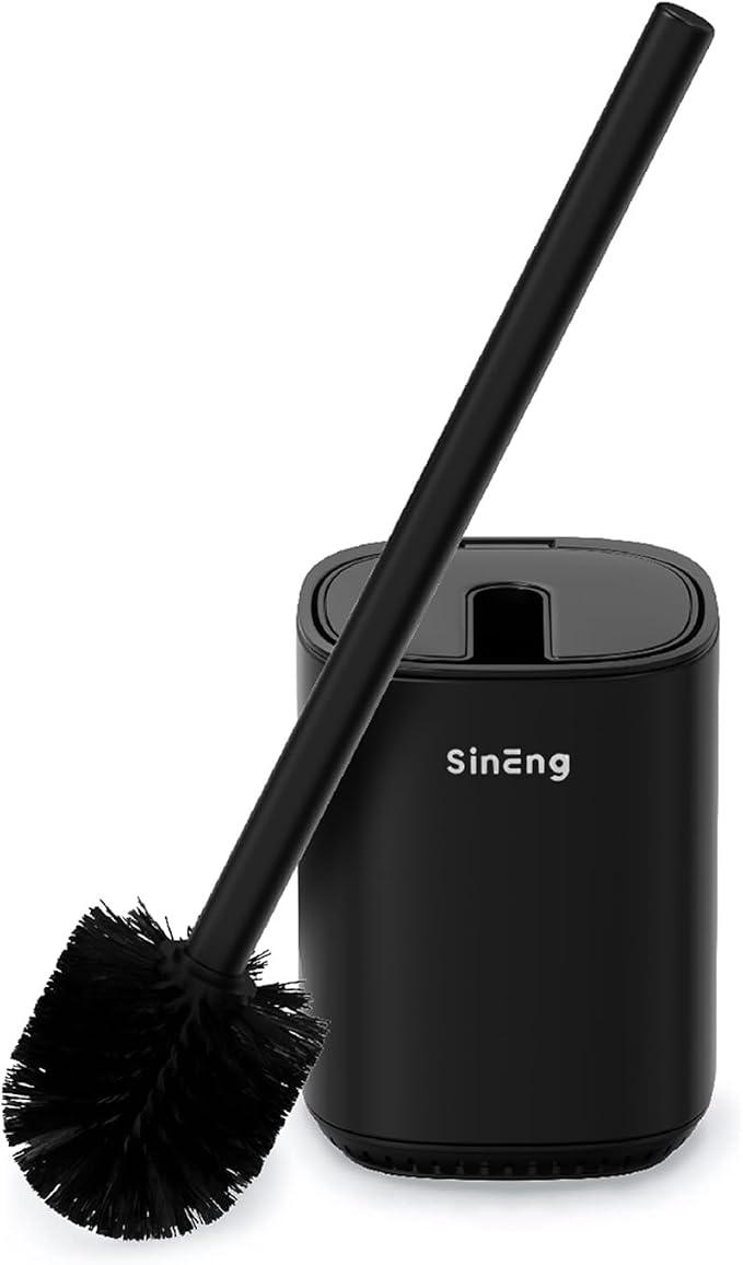 Toilet Brush and Holder Set Toilet Bowl Brush Stainless Steel Automatic Open by Unknown
