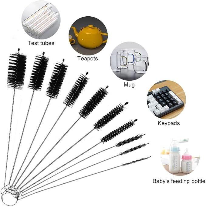 Straw Cleaner Brush Set, Shower Head Cleaner Tool, Nylon Pipe Tube Cleaner - Image 3