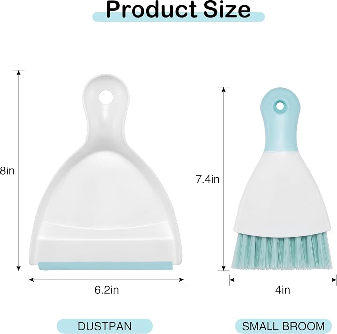 NACENA Mini Dustpan and Brush Set 2 Pack, Small Broom and Dustpan Set Dust Pan - Image 2