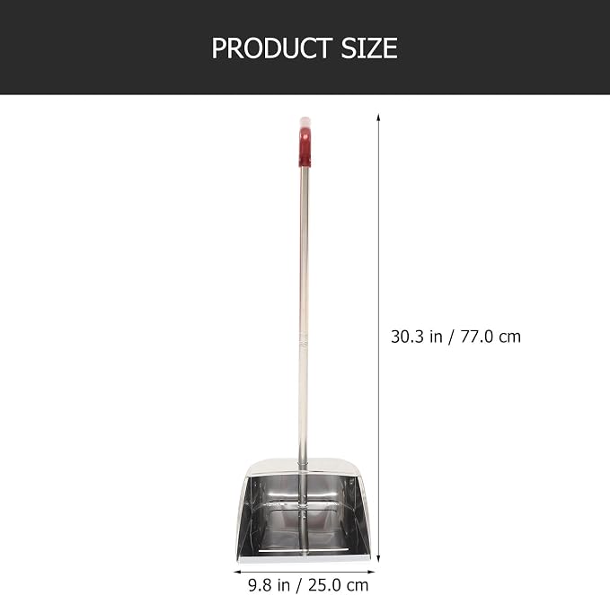Stainless Steel Dustpan with Long Handle, Rust-Resistant Metal Dust Pan - Image 2
