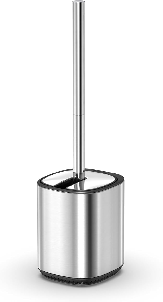 Toilet Brush Holder Set Toilet Bowl Brush Stainless Steel Automatic Open lid - Image 9
